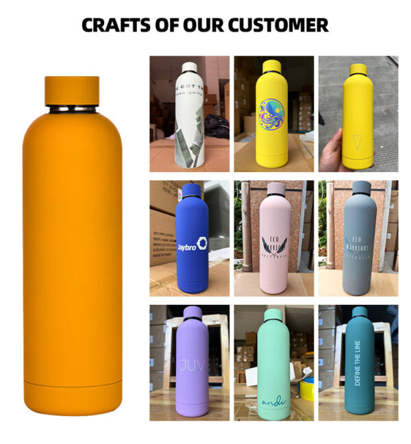 750ml Soft Touch Rubber Paint Stainless Steel Sport Water Bottle - Image 3